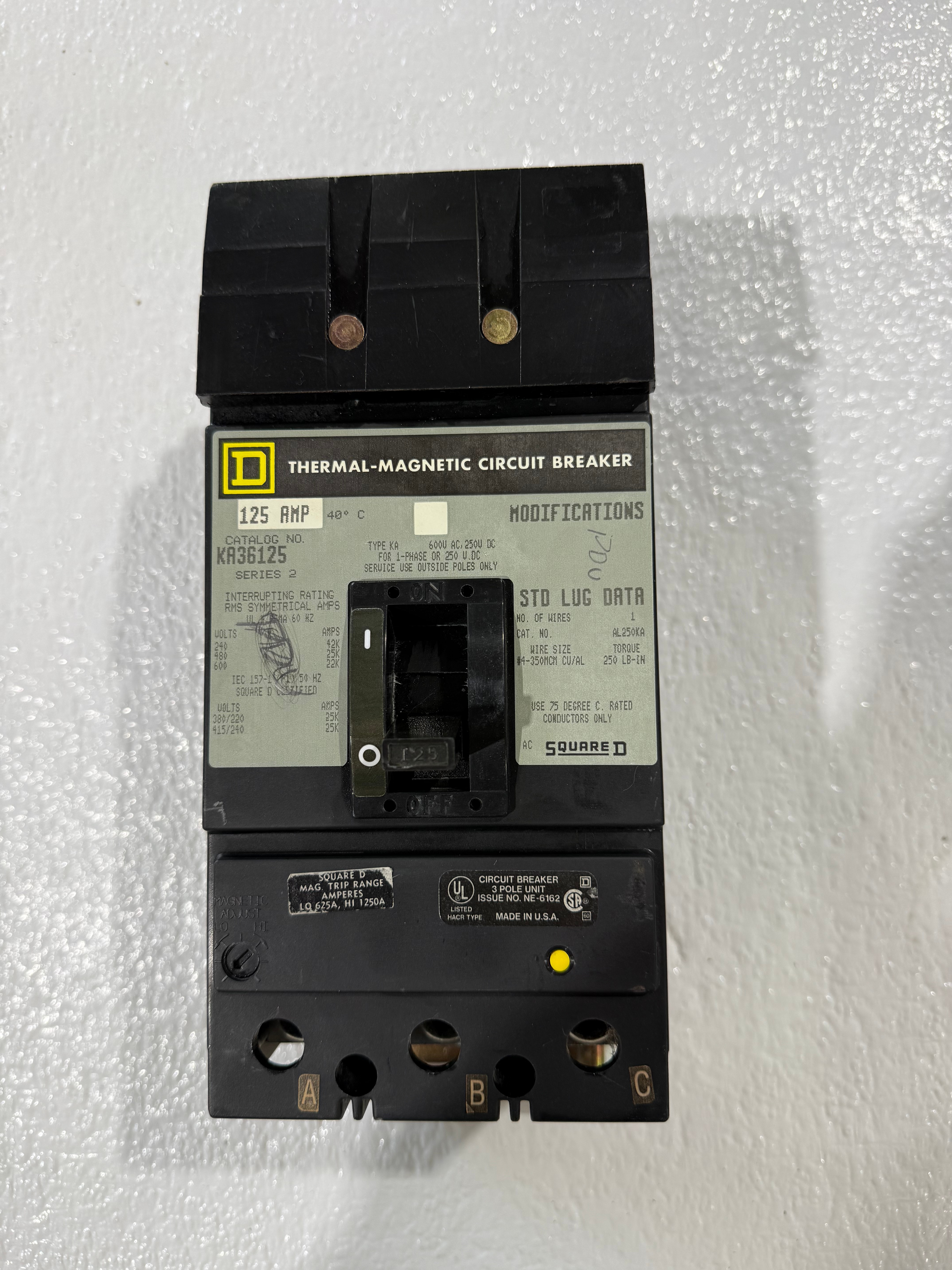 SquareD 125A KA36125